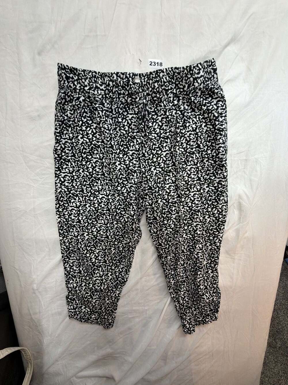 Jules & Leopold Cropped Pants Size L Black White Linen